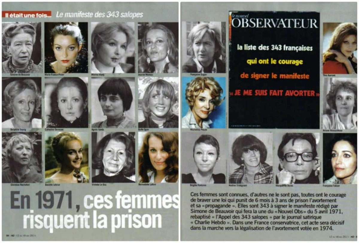 Le « Manifeste des 343 » publié par le Nouvel Observateur n°334 du 5 avril 1971