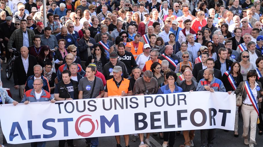 Manifestation contre la fermeture de l'usine Alstom